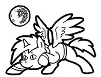 Size: 197x150 | Tagged: safe, artist:crazyperson, derpibooru import, alicorn, pony, fallout equestria, fallout equestria: commonwealth, black and white, clothes, crouching, fanfic art, full moon, generic pony, grayscale, mare in the moon, monochrome, moon, picture for breezies, raised hoof, simple background, slit pupils, transparent background, vault suit