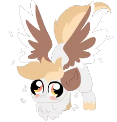 Size: 940x980 | Tagged: safe, artist:nootaz, derpibooru import, oc, oc:wings, pegasus, pony, blushing, chest fluff, cute, derp, face down ass up, mating dance, ocbetes