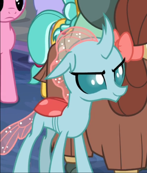 Size: 535x628 | Tagged: changedling, changeling, confident, cropped, derpibooru import, female, ocellus, offscreen character, safe, school raze, screencap, smiling, solo focus, yona