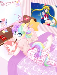 Size: 2550x3300 | Tagged: anthro, artist:taligintou, commission, derpibooru import, female, mare, oc, oc:pastel usagi, pastel, rainbow, safe, sailor moon, solo, stars