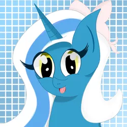 Size: 2000x2000 | Tagged: safe, artist:wonderschwifty, derpibooru import, oc, oc:fleurbelle, unofficial characters only, alicorn, pony, adorable face, alicorn oc, bow, cute, female, hair bow, happy, horn, long eyelashes, long hair, mare, mouth, pink bow, ribbon, sweet, wings, yellow eyes