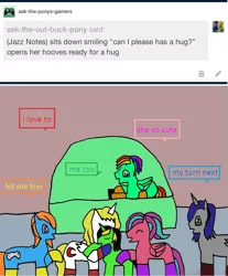 Size: 1071x1292 | Tagged: safe, artist:ask-luciavampire, derpibooru import, oc, bat pony, earth pony, pegasus, pony, unicorn, tumblr:ask-the-pony-gamers, 1000 hours in ms paint, ask, tumblr