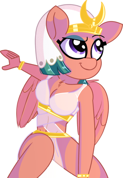 Size: 1344x1944 | Tagged: anthro, artist:pastelhorses, bare shoulders, breasts, chest fluff, cleavage, cleavage fluff, cute, derpibooru import, female, safe, simple background, solo, somnambetes, somnambula, transparent background, wing fluff