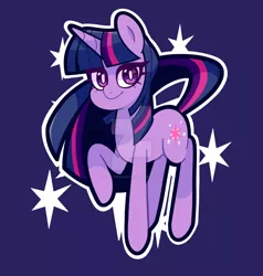 Size: 1024x1074 | Tagged: safe, artist:mekaranger, derpibooru import, twilight sparkle, pony, unicorn, blue background, cute, cutie mark eyes, deviantart watermark, female, mare, obtrusive watermark, simple background, solo, starry eyes, twiabetes, twilight's cutie mark, unicorn twilight, watermark, wingding eyes