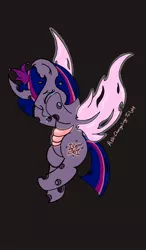 Size: 600x1024 | Tagged: artist:alazak, ask changeling twilight, changeling, changelingified, changeling princess, changeling queen, cowering, crying, curved horn, derpibooru import, female, horn, jagged horn, part of a series, part of a set, safe, scared, shy, shy twi, solo, species swap, stressed, tumblr, tumblr:ask changeling twilight, twilight sparkle