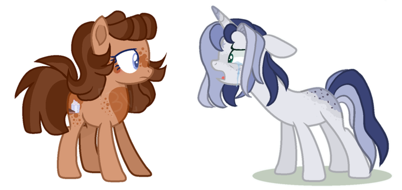 Size: 1024x485 | Tagged: safe, artist:blue-versper, artist:dunklervaim, derpibooru import, oc, oc:chocolate muffin, oc:storm sentry, unofficial characters only, earth pony, pony, unicorn, crying, female, mare, simple background, transparent background