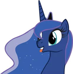 Size: 1012x1024 | Tagged: safe, derpibooru import, princess luna, alicorn, pony, luna eclipsed, bust, crown, ears, ears up, flowing mane, happy, jewelry, regalia, silly, simple background, solo, the fun has been doubled, tongue out, transparent background, vector