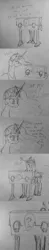 Size: 960x4935 | Tagged: safe, artist:kabayo, derpibooru import, princess celestia, oc, oc:anon, alicorn, human, pony, comic, crown, dialogue, female, jewelry, male, mare, meme, monochrome, pencil drawing, regalia, stocks, teleportation, the fairly oddparents, the lion sleeps tonight, this will end in tears, traditional art, wedgie