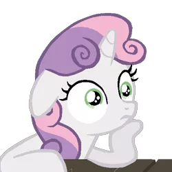 Size: 500x500 | Tagged: safe, artist:nightshadowmlp, derpibooru import, sweetie belle, pony, unicorn, ponyville confidential, exploitable meme, female, filly, image macro, meme, ms paint, obligatory pony, show accurate, simple background, sudden clarity sweetie belle, table, transparent background