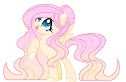 Size: 600x390 | Tagged: safe, artist:thesmall-artist, derpibooru import, fluttershy, pegasus, pony, alternate design, alternate hairstyle, colored hooves, female, gradient mane, long mane, looking up, mare, open mouth, raised hoof, simple background, smiling, solo, spread wings, three quarter view, transparent background, wings