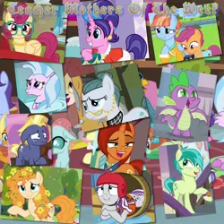 Size: 2304x2304 | Tagged: safe, derpibooru import, edit, edited screencap, editor:lonely fanboy48, screencap, cloudy quartz, cookie crumbles, gallus, november rain, ocellus, pear butter, posey shy, sandbar, scootaloo, silverstream, smolder, spike, star tracker, stellar flare, twilight velvet, windy whistles, yona, classical hippogriff, dragon, hippogriff, seapony (g4), fanfic, flutter brutter, hearthbreakers, marks for effort, once upon a zeppelin, parental glideance, sisterhooves social, the parent map, the perfect pear, what lies beneath, clothes, cute, fanfic art, fanfic cover, friendship student, mom six, school of friendship, spikabetes, winged spike