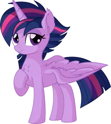 Size: 6073x6794 | Tagged: safe, artist:cyanlightning, derpibooru import, twilight sparkle, twilight sparkle (alicorn), alicorn, pony, .svg available, absurd resolution, alternate hairstyle, chest fluff, ear fluff, female, lidded eyes, looking at you, mare, punklight sparkle, simple background, solo, spread wings, transparent background, vector, wings