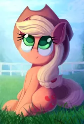 Size: 2000x2946 | Tagged: safe, artist:discorded, artist:taurson, derpibooru import, applejack, earth pony, pony, collaboration, cowboy hat, cute, female, hat, jackabetes, mare, sitting, smiling, solo, stetson