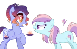 Size: 3100x1975 | Tagged: safe, artist:dashblitzfan4ever, derpibooru import, oc, oc:lavender strike, oc:sunset wave, unofficial characters only, earth pony, pegasus, pony, female, mare, simple background, transparent background