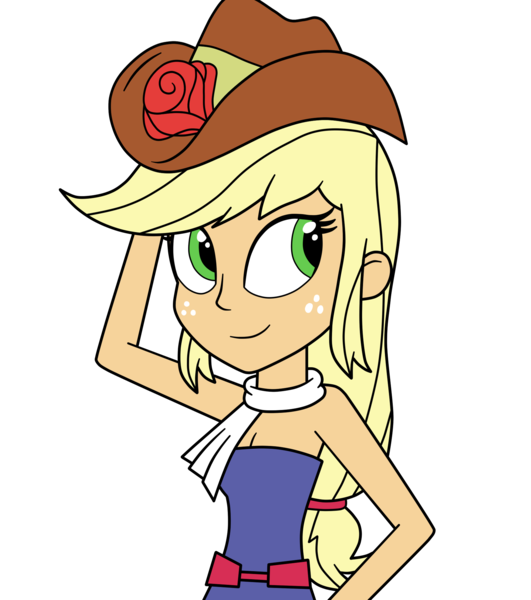 Size: 1713x1936 | Tagged: safe, artist:eagc7, derpibooru import, applejack, equestria girls, bare shoulders, clothes, dress, fall formal, fall formal outfits, female, hat, simple background, sleeveless, solo, strapless, transparent background