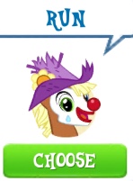 Size: 148x201 | Tagged: safe, derpibooru import, screencap, meadow song, pony, clown, clown nose, gameloft, gameloft shenanigans, meme, picture for breezies, red nose, run, solo, wow! glimmer