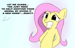 Size: 1300x850 | Tagged: safe, artist:hoodie-stalker, derpibooru import, fluttershy, pegasus, pony, bipedal, cute, dialogue, female, grin, gritted teeth, hooves behind back, nervous, nervous grin, offscreen character, sheepish grin, shyabetes, smiling, solo, teeth