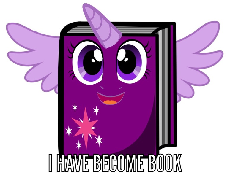 Size: 991x768 | Tagged: safe, derpibooru import, twilight sparkle, twilight sparkle (alicorn), ponified, alicorn, object pony, original species, pony, book, bookhorse, caption, inanimate tf, living the dream, meme, not salmon, objectification, this isn't even my final form, transformation, twitem, wat