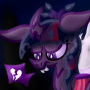 Size: 128x128 | Tagged: alicorn, artist:twyla-midfel, ask changeling twilight, avatar, big ears, cave, cavern, changeling, changelingified, changeling princess, changeling queen, curved horn, derpibooru import, female, floppy ears, heartbreak, horn, icon, jagged horn, nervous, part of a series, part of a set, safe, scared, shy, shy twi, solo, species swap, stressed, tumblr, tumblr:ask changeling twilight, tumblr avatar, tumblr icon, twilight sparkle, twilight sparkle (alicorn)