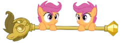 Size: 470x161 | Tagged: safe, artist:augustthehedgehog, artist:php10, derpibooru import, editor:samey90, scootaloo, pony, fanfic art, fanfic in the description, scepter, self ponidox, simple background, transparent background, twilight scepter