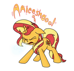 Size: 910x878 | Tagged: safe, artist:masterxtreme, derpibooru import, sunset shimmer, pony, female, nostril flare, nostrils, shading, sneeze cloud, sneeze spray, sneezing