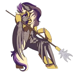 Size: 2871x2733 | Tagged: safe, artist:beardie, derpibooru import, oc, unofficial characters only, alicorn, pony, alicorn oc, armor, bipedal, female, horn, mare, simple background, solo, spear, transparent background, weapon, wings