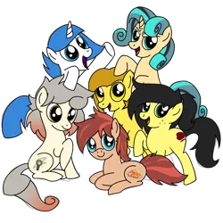 Size: 1500x1500 | Tagged: safe, artist:toyminator900, derpibooru import, oc, oc:clear sky, oc:cottonwood kindle, oc:fidget, oc:golden star, oc:osha, oc:uppercute, unofficial characters only, earth pony, pegasus, pony, unicorn, base used, cute, cutie mark, female, freckles, group, leaning, looking at you, male, mane six opening poses, mare, ocbetes, open mouth, pose, prone, raised hoof, simple background, sitting, smiling, smirk, stallion, transparent background, underhoof, waving