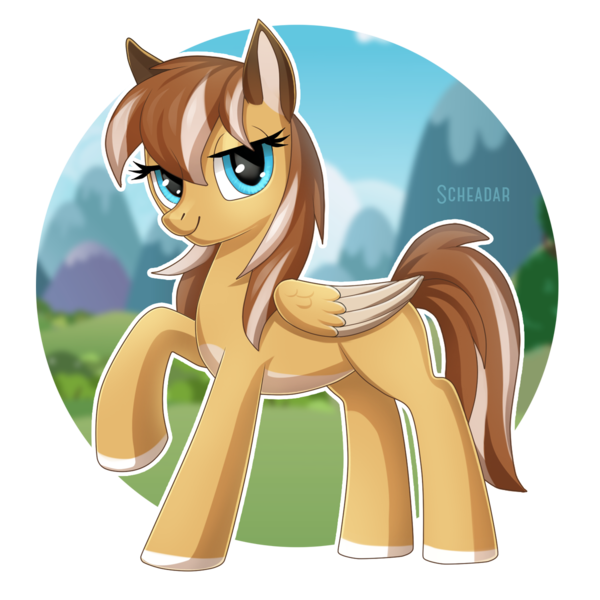 Size: 1200x1200 | Tagged: safe, artist:scheadar, derpibooru import, oc, unofficial characters only, pegasus, pony, colored wings, cute, female, looking at you, multicolored wings, smiling, solo, wings