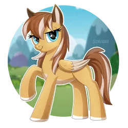 Size: 1200x1200 | Tagged: safe, artist:scheadar, derpibooru import, oc, unofficial characters only, pegasus, pony, colored wings, cute, female, looking at you, multicolored wings, smiling, solo, wings