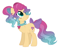 Size: 1280x1085 | Tagged: safe, artist:mintoria, derpibooru import, oc, oc:lovely surprise, earth pony, pony, bow, female, hair bow, mare, simple background, solo, tail bow, transparent background