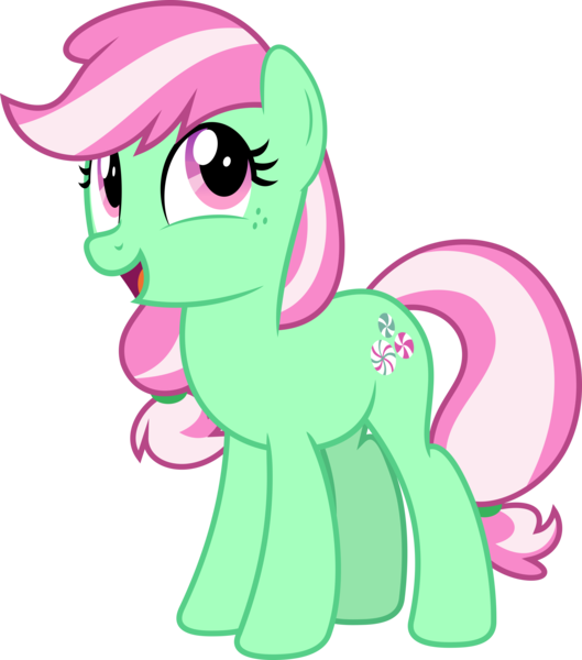 Size: 5561x6310 | Tagged: safe, artist:jhayarr23, derpibooru import, minty, earth pony, pony, sundae sundae sundae, spoiler:interseason shorts, absurd resolution, female, freckles, g3, g3 to g4, g4, generation leap, mare, simple background, smiling, solo, transparent background, vector