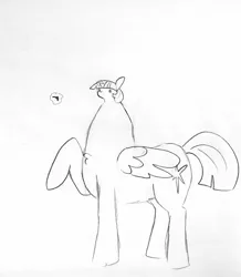 Size: 1228x1407 | Tagged: safe, artist:tjpones, derpibooru import, twilight sparkle, twilight sparkle (alicorn), alicorn, pony, black and white, chest fluff, delet this, female, glowing horn, grayscale, gun, handgun, horn, levitation, long neck, magic, mare, monochrome, not salmon, pistol, raised hoof, simple background, small head, solo, telekinesis, tiny head, traditional art, wat, weapon, white background