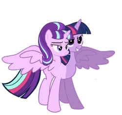 Size: 1880x1764 | Tagged: safe, artist:theunknowenone1, derpibooru import, starlight glimmer, twilight sparkle, twilight sparkle (alicorn), alicorn, pony, abomination, alicornified, conjoined, female, fusion, god is dead, has science gone too far?, mare, multiple heads, race swap, simple background, starlicorn, transparent background, two heads, wat, we have become one, what has magic done, what has science done, wtf, xk-class end-of-the-world scenario