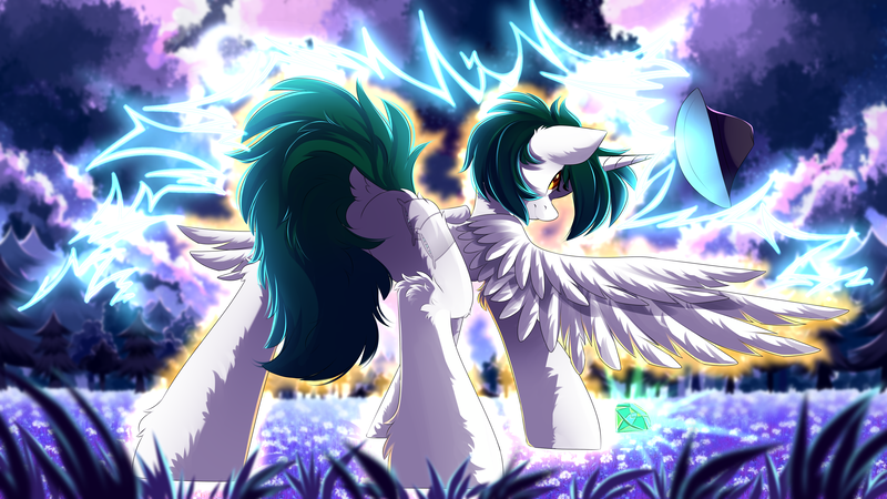 Size: 3840x2160 | Tagged: safe, artist:airiniblock, derpibooru import, oc, unofficial characters only, alicorn, pegasus, pony, alicorn oc, commission, horn, rcf community, solo, wings