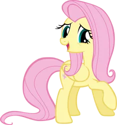 Size: 5424x5769 | Tagged: safe, artist:andoanimalia, derpibooru import, fluttershy, pegasus, pony, a bird in the hoof, absurd resolution, cute, female, mare, open mouth, raised hoof, shyabetes, simple background, solo, transparent background, vector