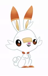 Size: 590x943 | Tagged: angel bunny, animal, artist:bbtasu, crossover, derpibooru import, pokémon, pokemon generation 8, pokemon shield, pokemon sword, pokemon sword and shield, rabbit, safe, scorbunny, show accurate, simple background, spoilers for another series, white background