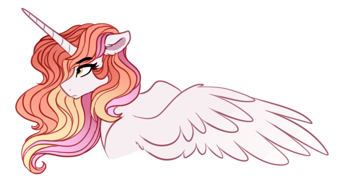 Size: 678x382 | Tagged: safe, artist:saphi-boo, derpibooru import, oc, oc:scarlet, unofficial characters only, alicorn, pony, alicorn oc, bust, eyebrows visible through hair, female, floppy ears, horn, long horn, magical lesbian spawn, mare, next generation, offspring, parent:princess celestia, parent:rainbow dash, parents:dashlestia, serious, serious face, simple background, solo, spread wings, transparent background, wings