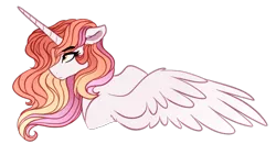 Size: 678x382 | Tagged: safe, artist:saphi-boo, derpibooru import, oc, oc:scarlet, unofficial characters only, alicorn, pony, alicorn oc, bust, eyebrows visible through hair, female, floppy ears, horn, long horn, magical lesbian spawn, mare, next generation, offspring, parent:princess celestia, parent:rainbow dash, parents:dashlestia, serious, serious face, simple background, solo, spread wings, transparent background, wings