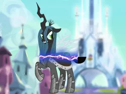 Size: 1024x768 | Tagged: changeling, changeling queen, crystal empire, derpibooru import, disguise, edit, edited screencap, fake, fake spoiler, female, king sombra, morph, plot twist, queen chrysalis, safe, screencap, season 9, shapeshifting, solo, spoiler:s09, the beginning of the end, theory