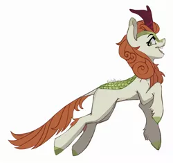 Size: 2256x2124 | Tagged: safe, artist:chibadeer, derpibooru import, autumn blaze, kirin, pony, sounds of silence, awwtumn blaze, cute, jumping, pose, simple background, white background