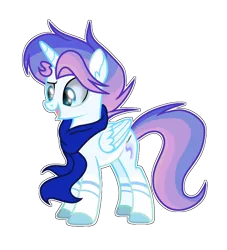 Size: 600x660 | Tagged: safe, artist:leiloaf, artist:thesmall-artist, derpibooru import, oc, oc:aqua artist, unofficial characters only, alicorn, pony, alicorn oc, base used, clothes, ear fluff, folded wings, horn, male, raised eyebrow, scarf, simple background, smiling, smirk, solo, stallion, transparent background, wings