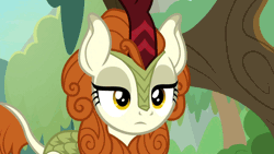 Size: 970x546 | Tagged: safe, derpibooru import, edit, edited edit, edited screencap, editor:lolledits, screencap, autumn blaze, kirin, sounds of silence, :p, animated, awwtumn blaze, blep edit, cute, daaaaaaaaaaaw, female, frown, gif, head tilt, hnnng, lidded eyes, mlem, silly, smiling, solo, tongue out, weapons-grade cute