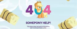 Size: 1346x504 | Tagged: safe, derpibooru import, applejack, earth pony, pony, 404, cloud, cowboy hat, female, hat, hay bale, mare, meme, silly, silly pony, sky, solo, website, who's a silly pony