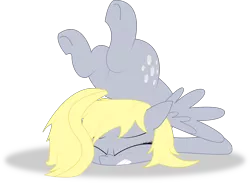 Size: 2734x2000 | Tagged: safe, artist:t72b, derpibooru import, derpy hooves, pegasus, pony, cute, derpabetes, derpy doing derpy things, eyes closed, female, gritted teeth, mare, ouch, prone, silly, silly pony, simple background, solo, transparent background, tripping, upside down