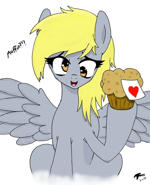 Size: 3400x4200 | Tagged: safe, artist:brekrofmadness, derpibooru import, derpy hooves, pony, food, muffin, simple background, solo, white background