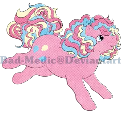 Size: 1400x1280 | Tagged: artist:bad-medic, bow, derpibooru import, deviantart watermark, g1, g4 to g1, generation leap, obtrusive watermark, pinkie pie, safe, simple background, solo, sticker, sticker design, tail bow, transparent background, watermark