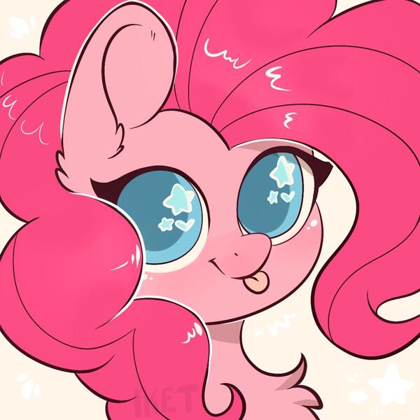 Size: 1024x1024 | Tagged: safe, artist:kebchach, derpibooru import, pinkie pie, earth pony, pony, :p, bust, chest fluff, cute, diapinkes, female, heart eyes, looking at you, mare, portrait, silly, solo, starry eyes, stars, tongue out, wingding eyes