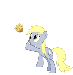 Size: 2097x2161 | Tagged: safe, artist:sciencesean, derpibooru import, derpy hooves, pegasus, pony, bait, cute, derpabetes, derpy day, derpy day 2019, eyes on the prize, female, food, happy, looking up, mare, muffin, open mouth, reaching, simple background, smiling, solo, string, transparent background, vector