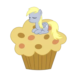 Size: 2161x2161 | Tagged: safe, artist:sciencesean, derpibooru import, derpy hooves, pegasus, pony, cute, derpy day, derpy day 2019, eyes closed, female, floating, giant muffin, mare, ponyloaf, simple background, sleeping, solo, transparent background, vector