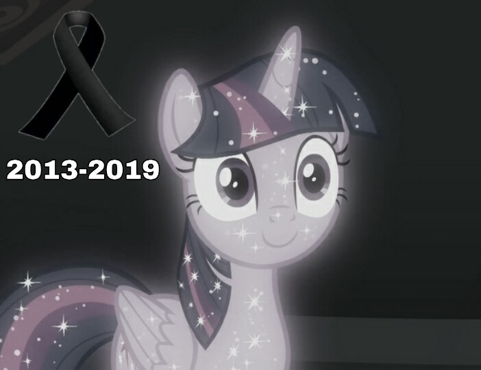 Size: 702x540 | Tagged: safe, derpibooru import, edit, edited screencap, screencap, tree of harmony, twilight sparkle, twilight sparkle (alicorn), alicorn, pony, the beginning of the end, dated, female, mare, press f to pay respects, ribbon, solo, sparkles, text, treelight sparkle